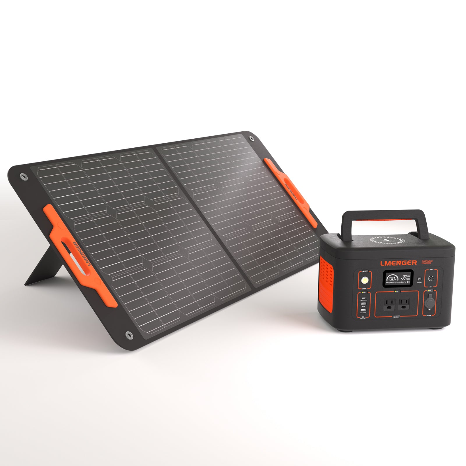 LMENGER Lithium Battery 350W K3 Portable Solar Generator with 100W Solar Panel