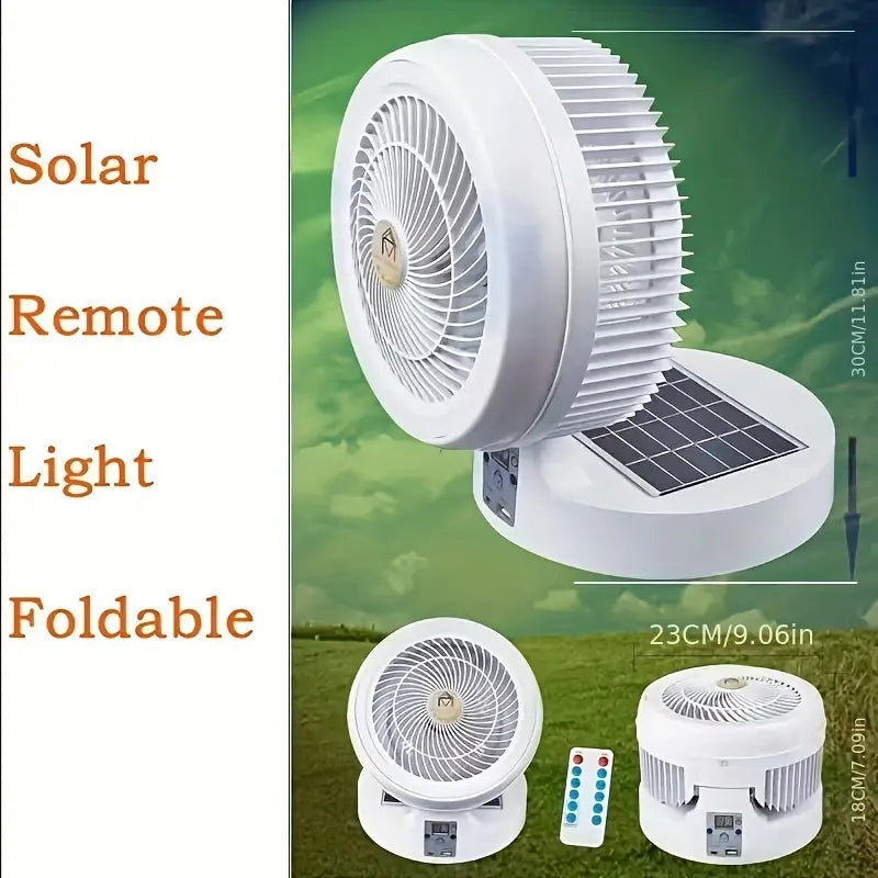 Solar Air Circulation Fan Remote Control Mute With Light Energy-saving Folding Fan Dormitory Outdoor Multi-Functional USB/solar Charging Fan