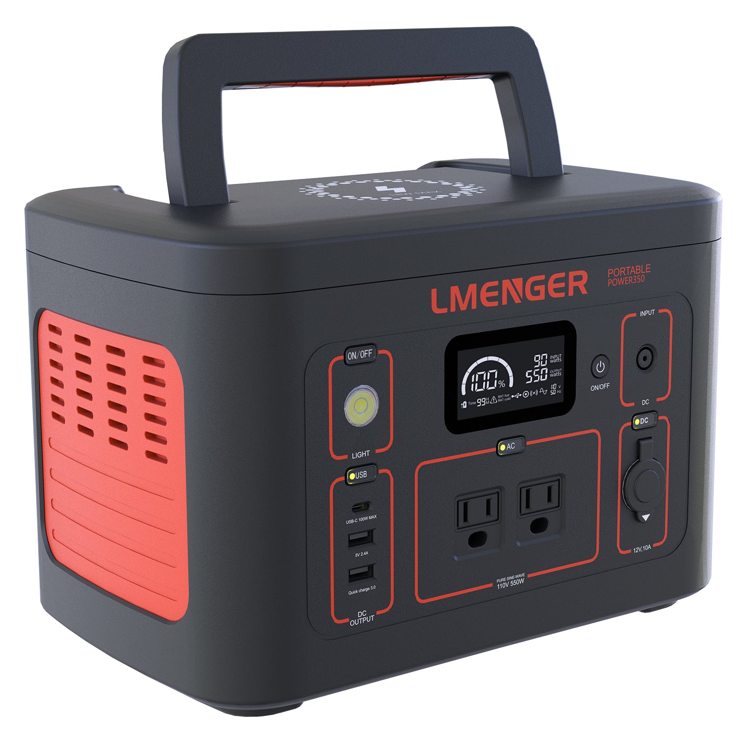 LMENGER K3 Pro Portable Power Station 550W/326Wh with Wireless Charge on Top