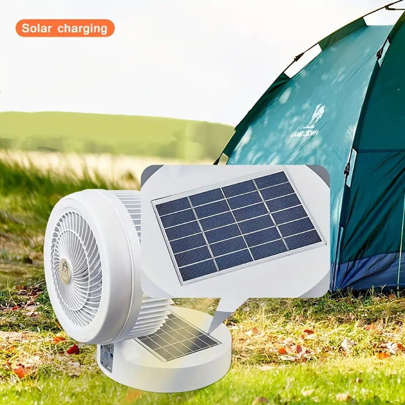 Solar Air Circulation Fan Remote Control Mute With Light Energy-saving Folding Fan Dormitory Outdoor Multi-Functional USB/solar Charging Fan