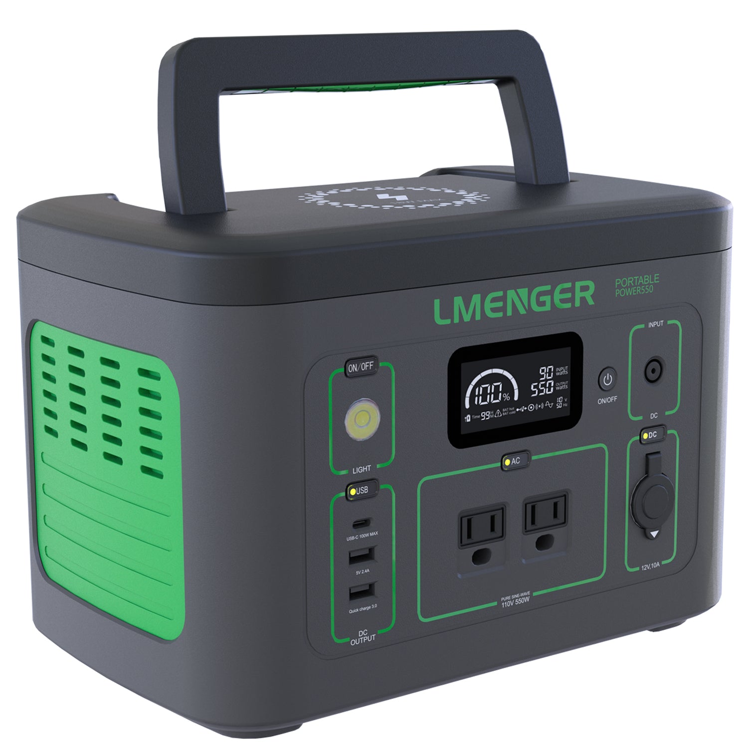 LMENGER X5 Pro Portable Power Station 550W/577Wh with Wireless Charge on Top