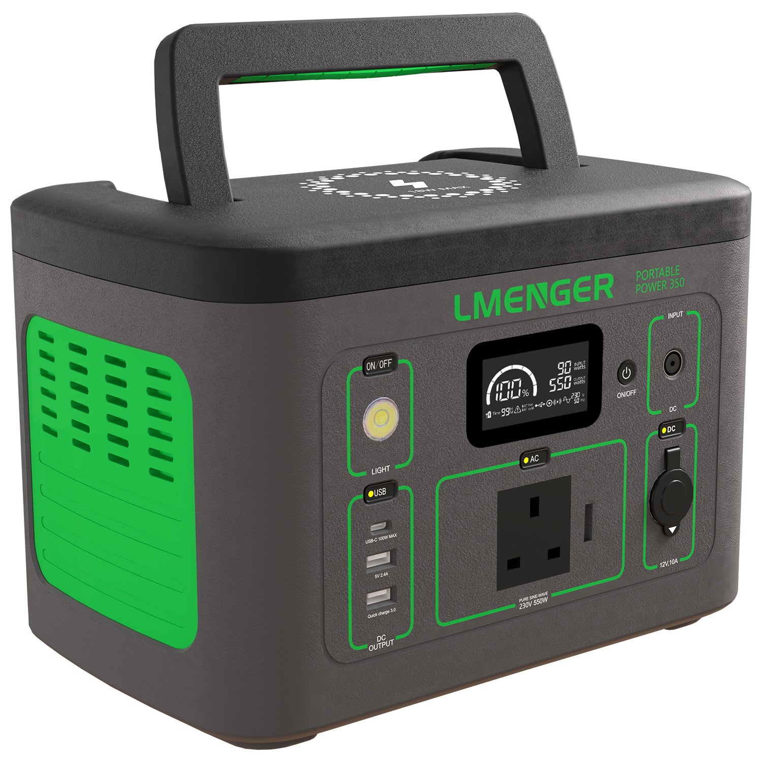 LMENGER X3 Pro Portable Power Station 550W/326Wh with Wireless Charge on Top